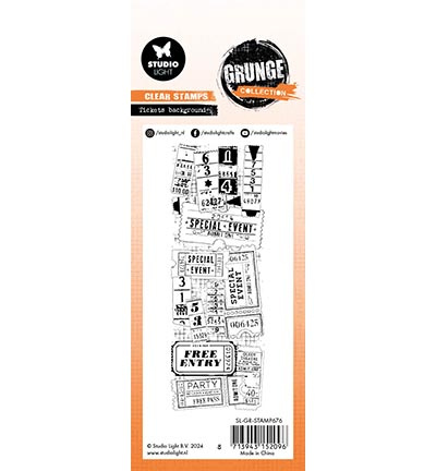 Studio Light  GR Clear Stamp Tickets background Grunge Collection nr.676