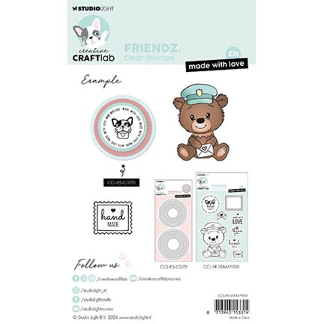 Studio Light - Creative Craftlab  CCL Clear Stamp EN Made with love Friendz nr.709