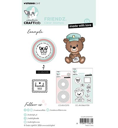 Studio Light - Creative Craftlab  CCL Clear Stamp EN Made with love Friendz nr.709