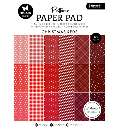 Studio Light SL Pattern Paper Pad Christmas reds Essentials nr.207
