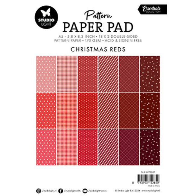 Studio Light  SL Pattern Paper Pad Christmas reds Essentials nr.207