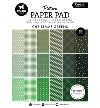 Studio Light SL Pattern Paper Pad Christmas greens Essentials nr.208
