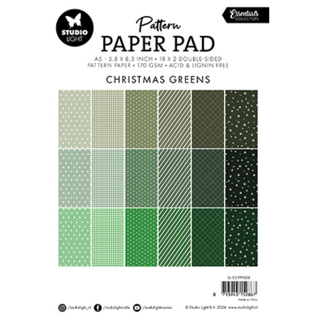 Studio Light SL Pattern Paper Pad Christmas greens Essentials nr.208