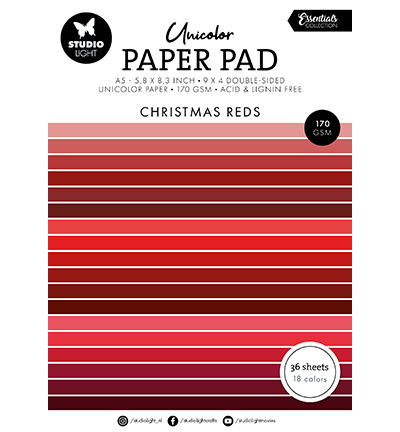 Studio Light SL Unicolor Paper Pad Christmas reds Essentials nr.205