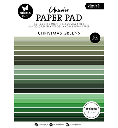 Studio Light SL Unicolor Paper Pad Christmas greens Essentials nr.206