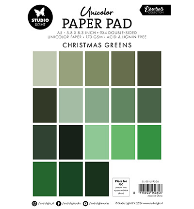 Studio Light  SL Unicolor Paper Pad Christmas greens Essentials nr.206