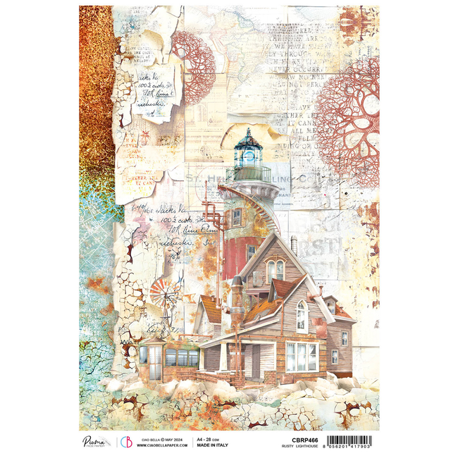 Ciao Bella RICE PAPER A4 RUSTY LIGHTHOUSE