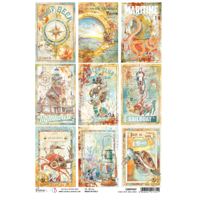 Ciao Bella RICE PAPER A4 CORAL REEF MINI CARDS