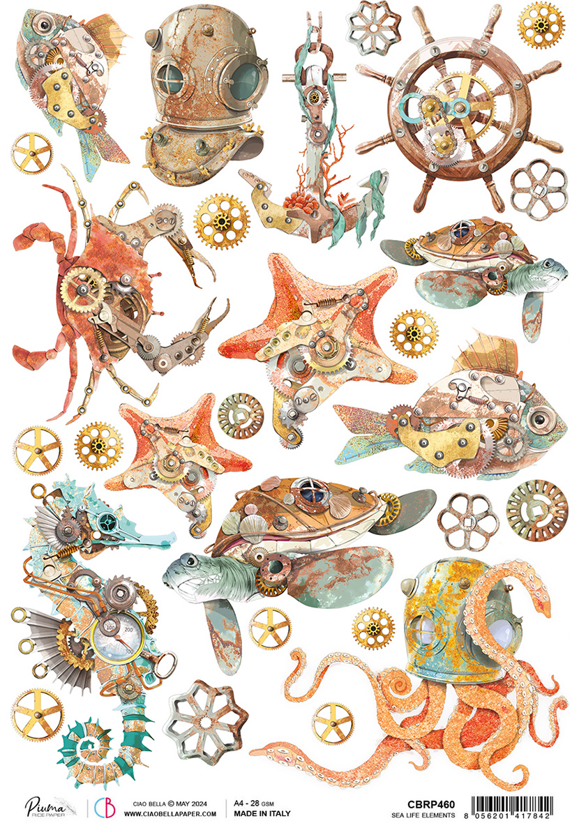 Ciao Bella RICE PAPER A4 SEA LIFE ELEMENTS