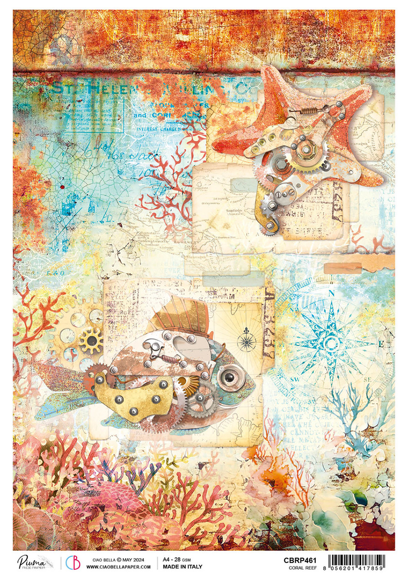 Ciao Bella RICE PAPER A4 CORAL REEF