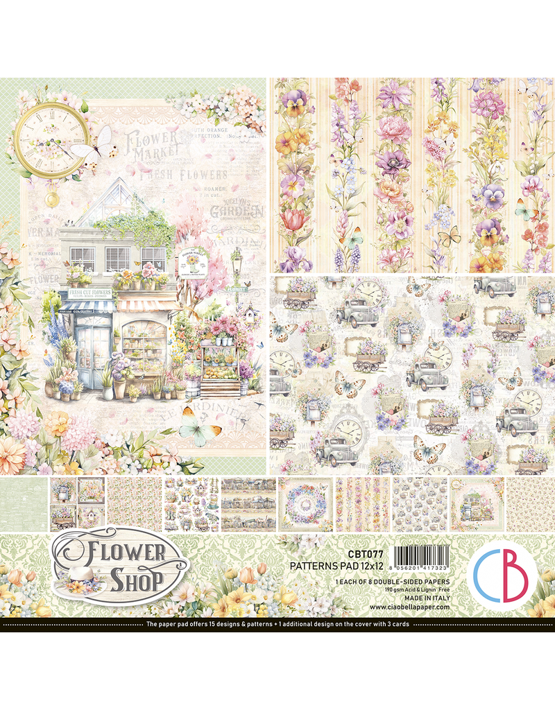 Ciao Bella FLOWER SHOP PATTERNS PAD 12"X12" 8/PKG