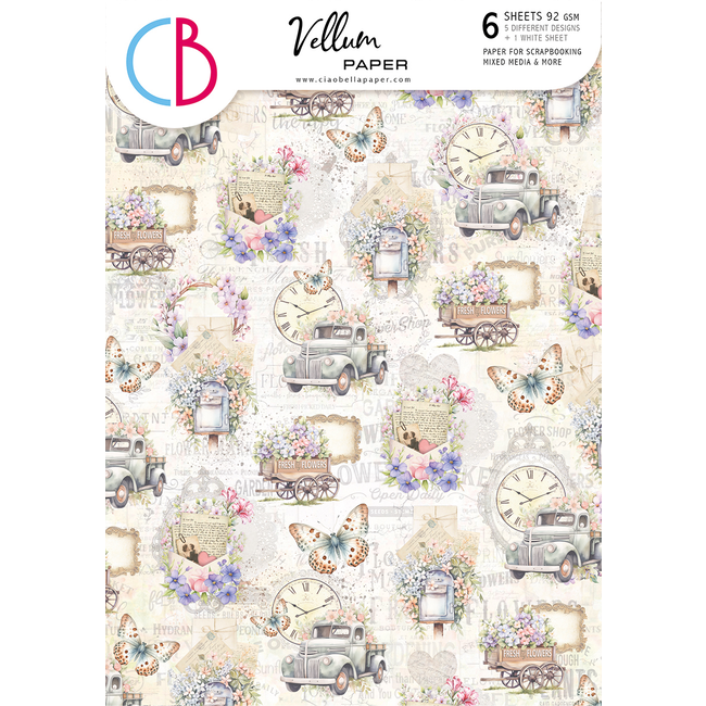 Ciao Bella VELLUM FLOWER SHOP PAPER PATTERNS A4 6/PKG
