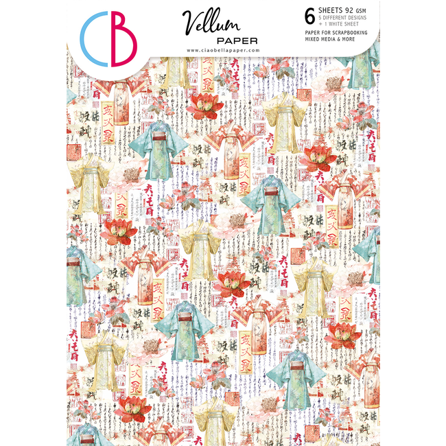 Ciao Bella VELLUM LAND OF THE RISING SUN PAPER PATTERNS A4 6/PKG