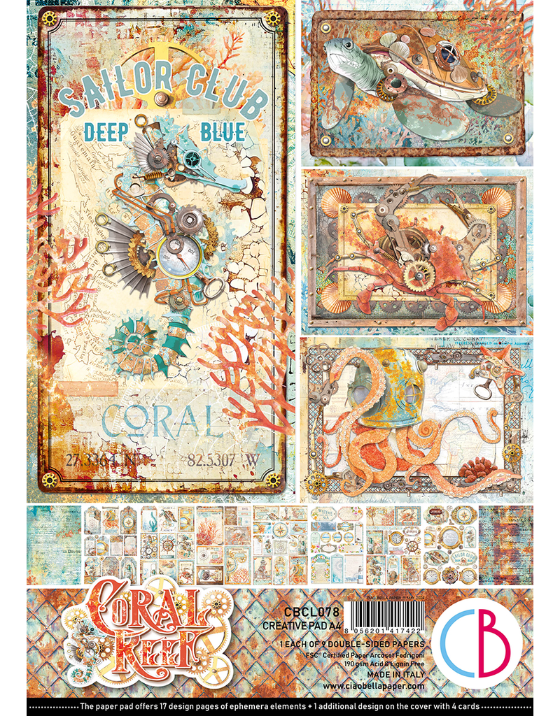 Ciao Bella CORAL REEF CREATIVE PAD A4 9/PKG