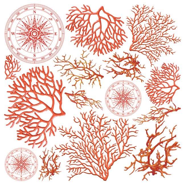 Ciao Bella VELLUM CORAL REEF FUSSY CUT 6"X6" 6/PKG