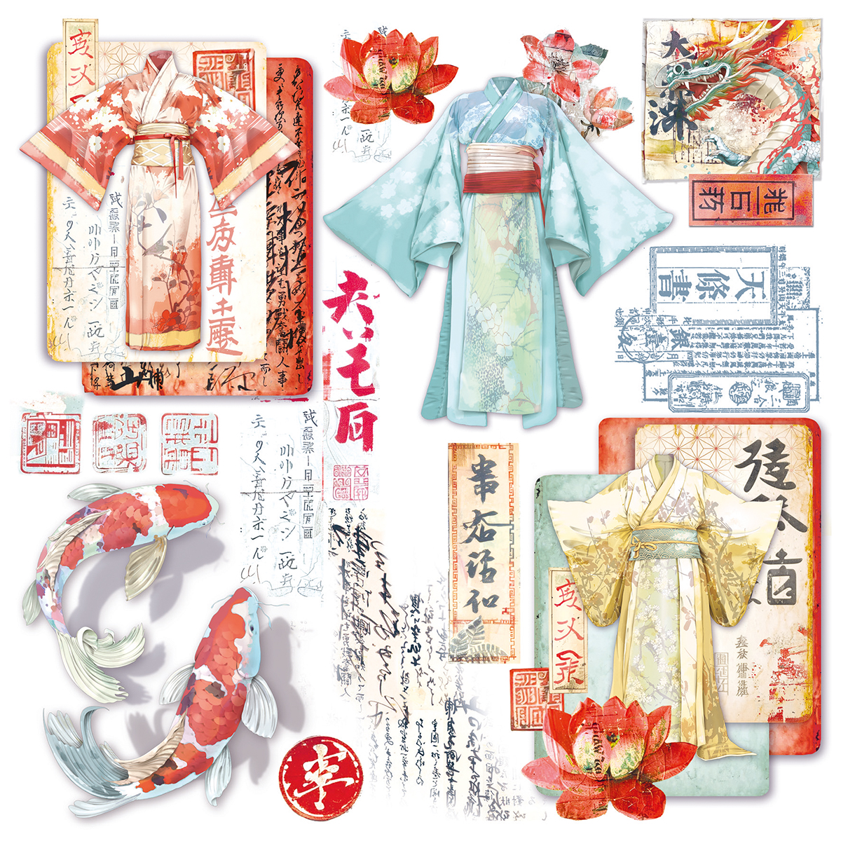 Ciao Bella VELLUM LAND OF THE RISING SUN FUSSY CUT 6"X6" 6/PKG