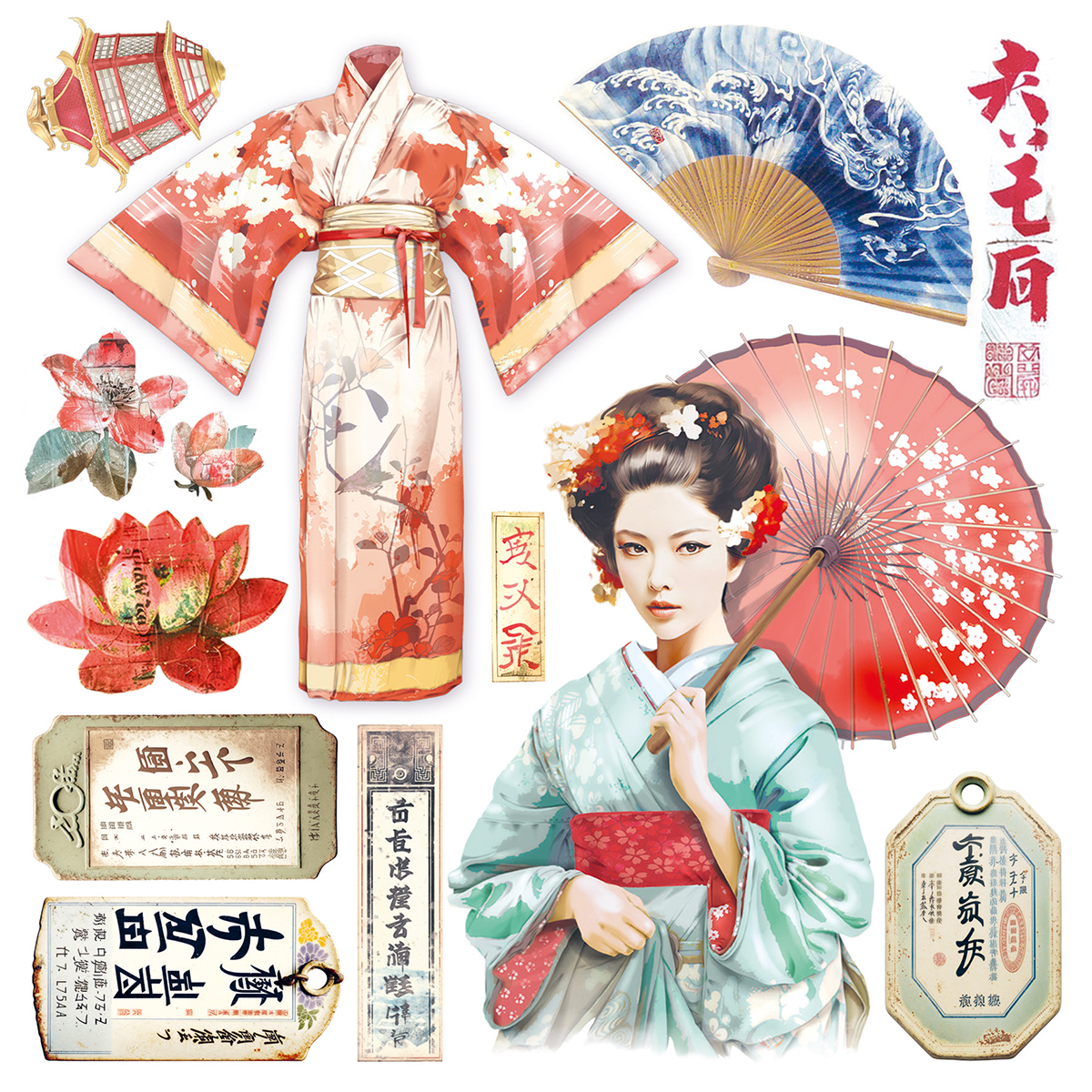 Ciao Bella VELLUM LAND OF THE RISING SUN FUSSY CUT 6"X6" 6/PKG