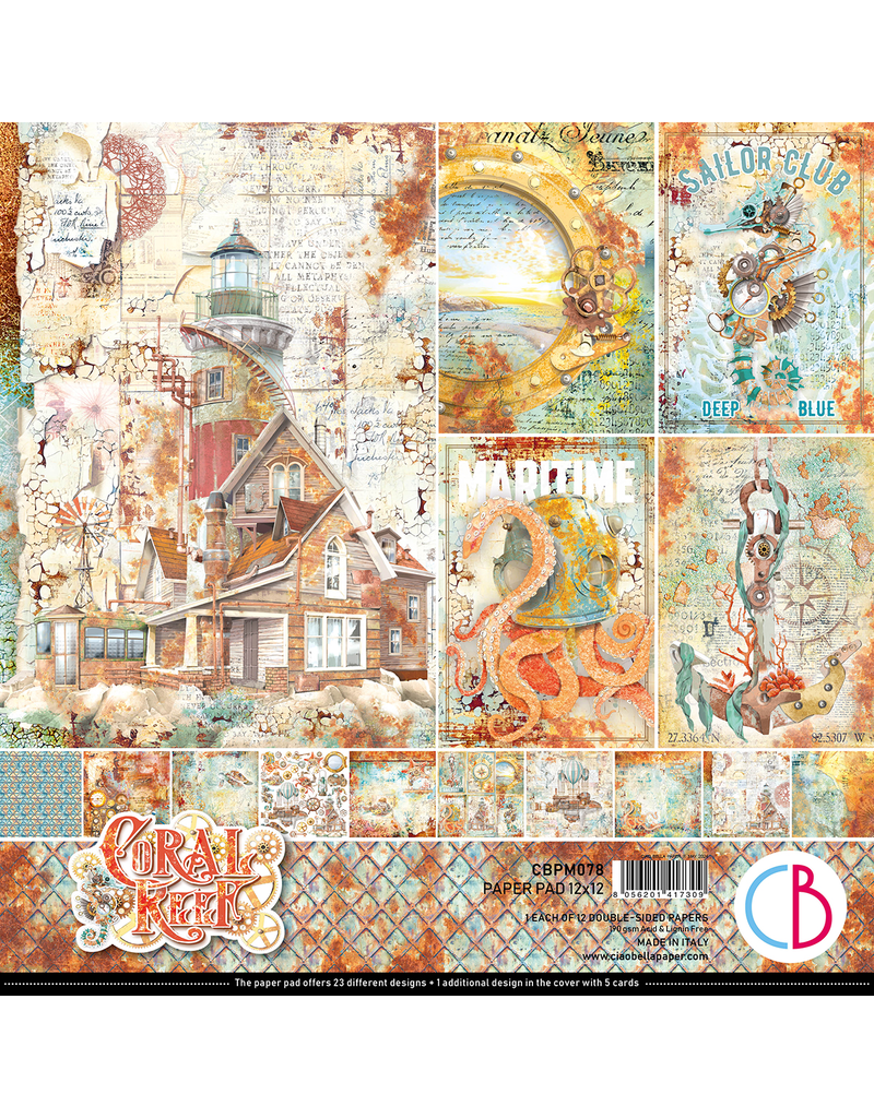 Ciao Bella CORAL REEF PAPER PAD 12"X12" 12/PKG