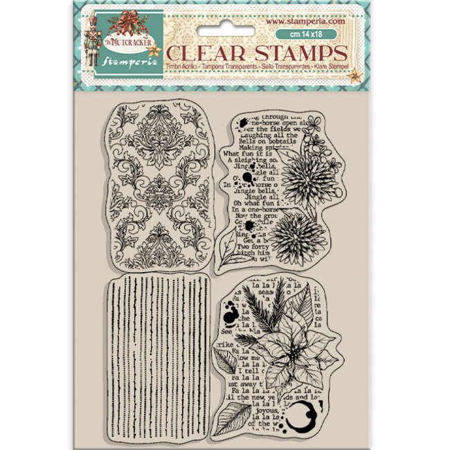 Stamperia Acrylic stamp cm 14x18 - The Nutcracker poinsettia