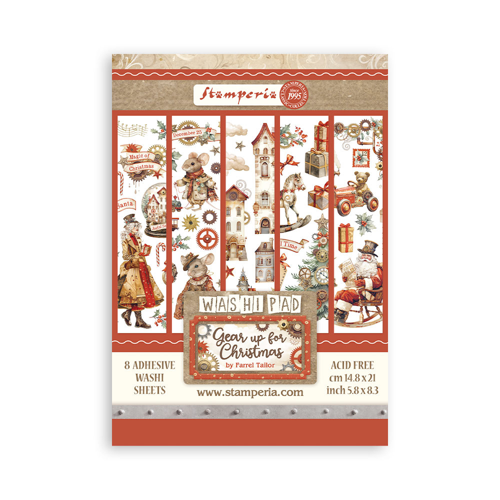 Stamperia Washi pad 8 sheets A5 - Gear up for Christmas