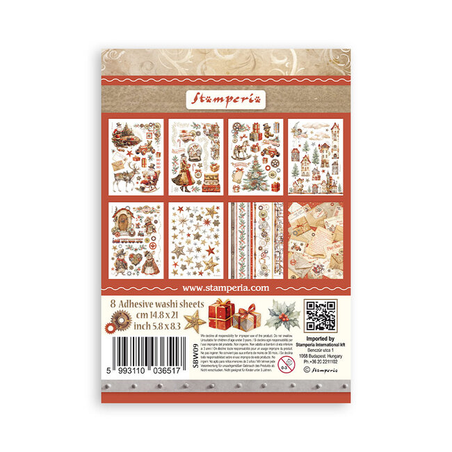 Stamperia Washi pad 8 sheets A5 - Gear up for Christmas