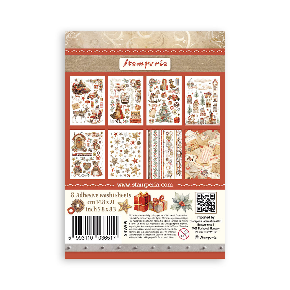Stamperia Washi pad 8 sheets A5 - Gear up for Christmas
