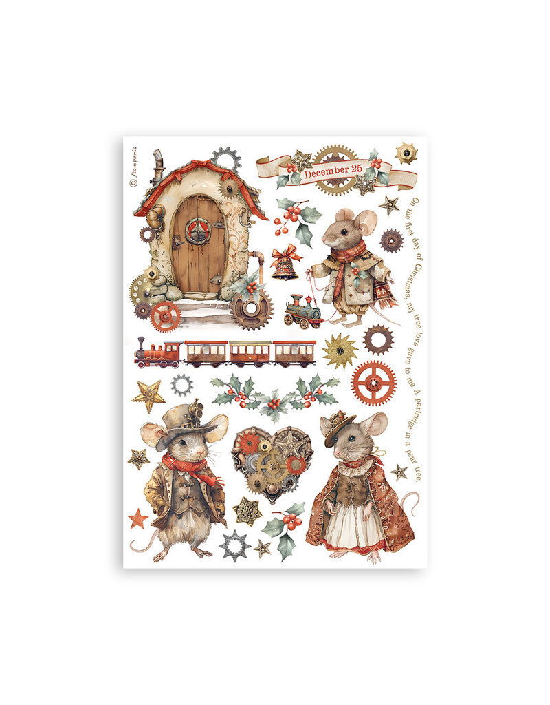 Stamperia Washi pad 8 sheets A5 - Gear up for Christmas