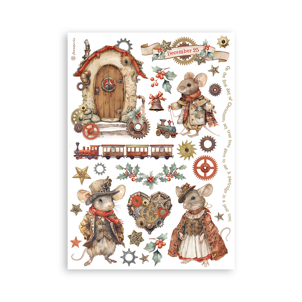 Stamperia Washi pad 8 sheets A5 - Gear up for Christmas