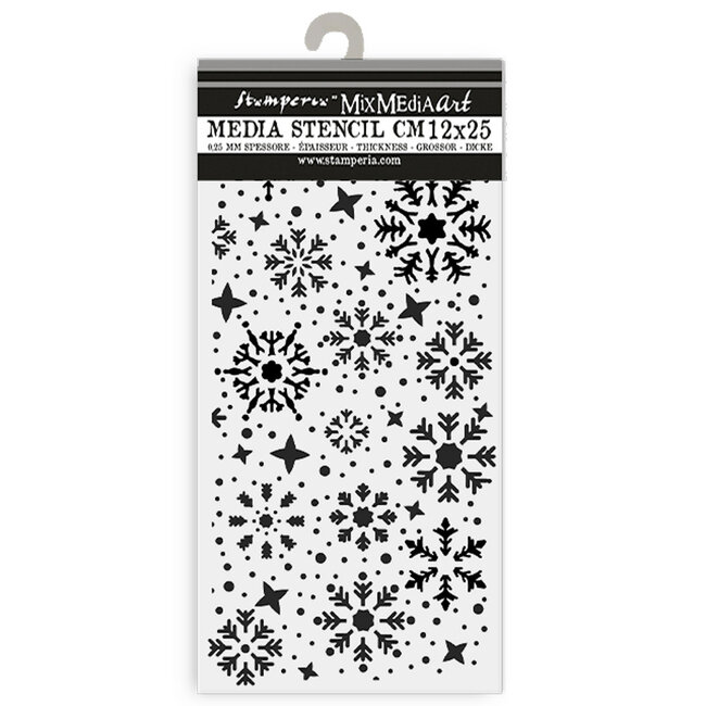 Stamperia Thick stencil cm 12X25 - Gear up for Christmas snowflakes