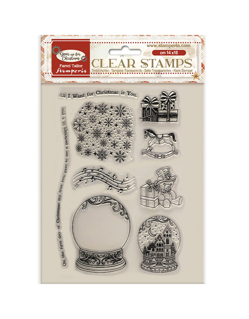 Stamperia Acrylic stamp cm 14x18 - Gear up for Christmas snowglobes