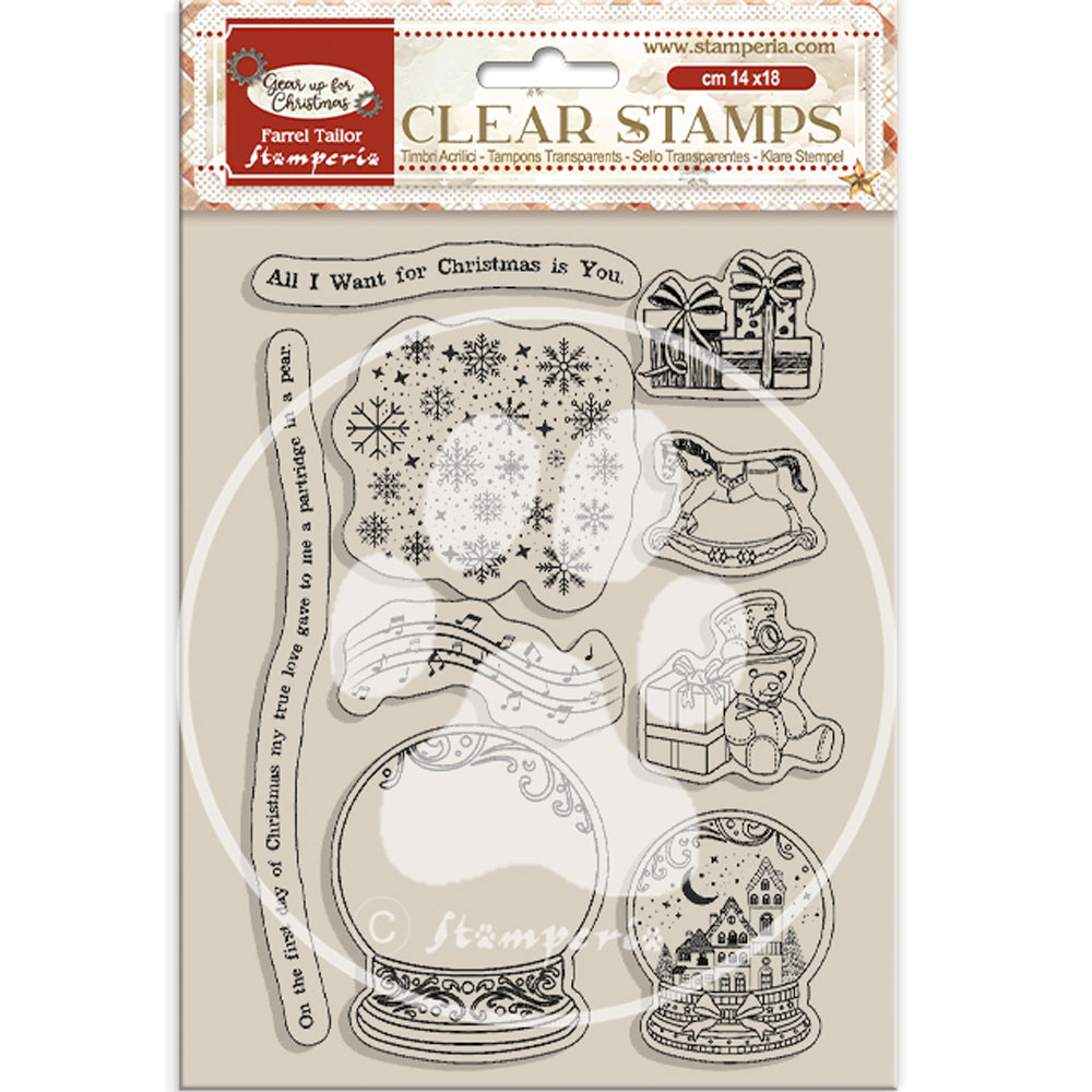 Stamperia Acrylic stamp cm 14x18 - Gear up for Christmas snowglobes