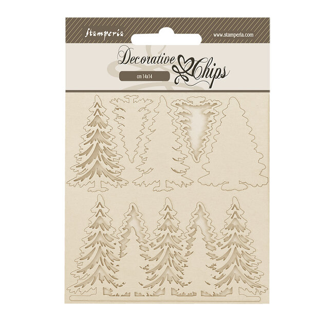 Stamperia Decorative chips cm 14x14 - Gear up for Christmas trees