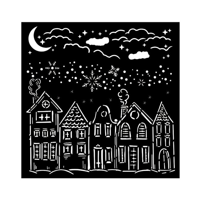 Stamperia Thick stencil cm 18X18 - Classic Christmas houses