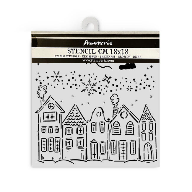 Stamperia Thick stencil cm 18X18 - Classic Christmas houses
