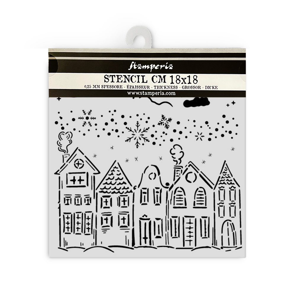 Stamperia Thick stencil cm 18X18 - Classic Christmas houses