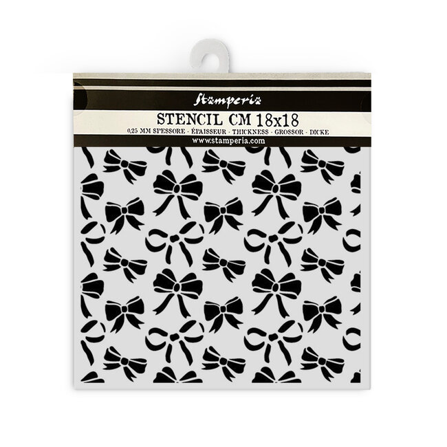 Stamperia Thick stencil cm 18X18 - Classic Christmas ribbons pattern