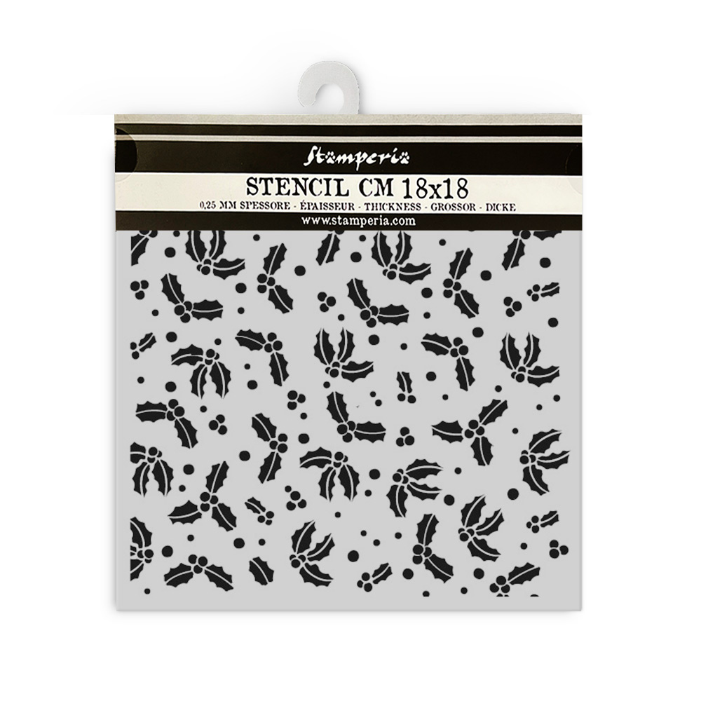 Stamperia Thick stencil cm 18X18 - Classic Christmas gooseberry pattern