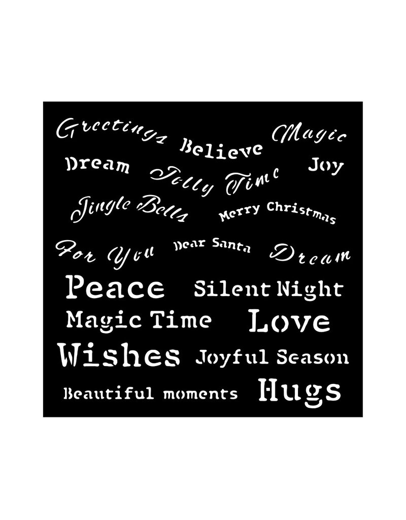 Stamperia Thick stencil cm 18X18 - Classic Christmas quotes