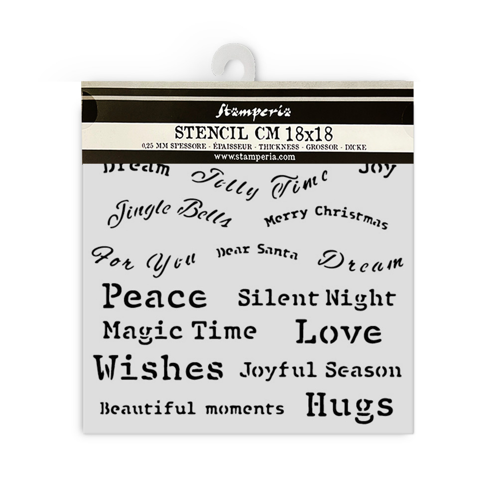 Stamperia Thick stencil cm 18X18 - Classic Christmas quotes