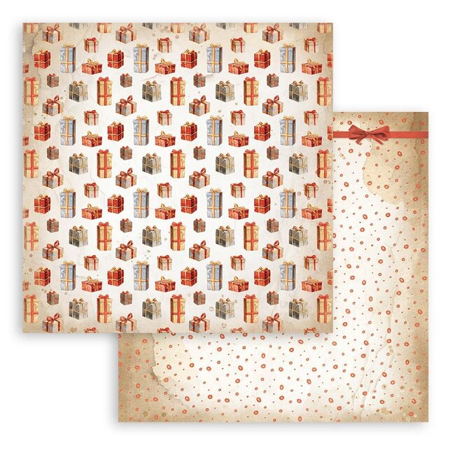 Stamperia Scrapbooking Small Pad 10 sheets cm 20,3X20,3 (8"X8") Backgrounds Selection - Gear up for Christmas