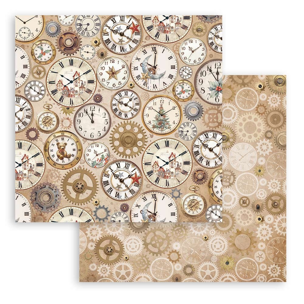 Stamperia Scrapbooking Small Pad 10 sheets cm 20,3X20,3 (8"X8") Backgrounds Selection - Gear up for Christmas