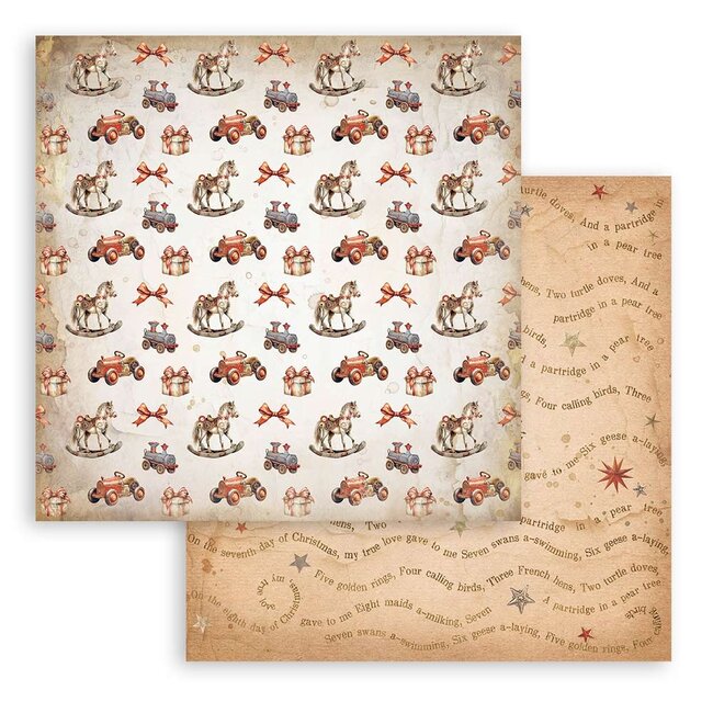 Stamperia Papierblok 20,3x20,3 cm - 10 vellen -  Backgrounds Selection - Gear up for Christmas