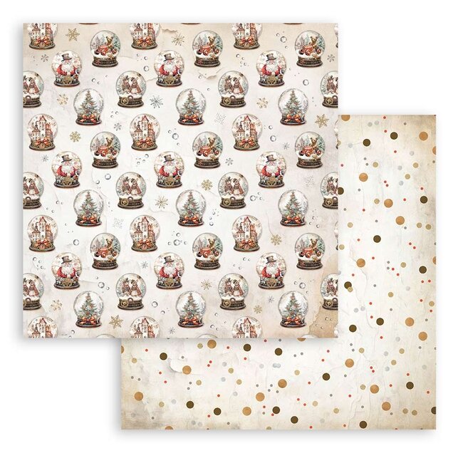 Stamperia Scrapbooking Small Pad 10 sheets cm 20,3X20,3 (8"X8") Backgrounds Selection - Gear up for Christmas