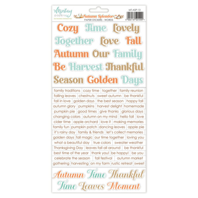 Mintay papers 6 X 12 PAPER STICKERS - AUTUMN SPLENDOR - WORDS