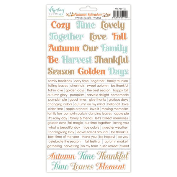 Mintay papers 6 X 12 PAPER STICKERS - AUTUMN SPLENDOR - WORDS