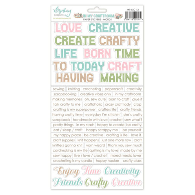 Mintay papers 6 X 12 PAPER STICKERS - IN MY CRAFTROOM - WORDS