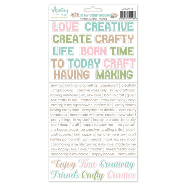 Mintay papers 6 X 12 PAPER STICKERS - IN MY CRAFTROOM - WORDS