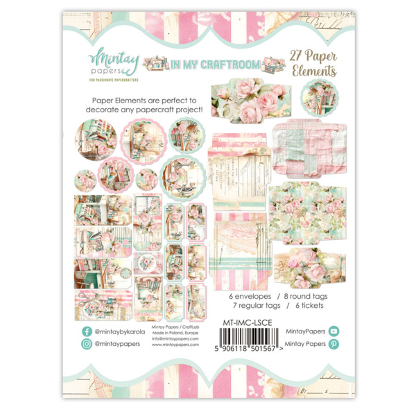 Mintay papers PAPER ELEMENTS - IN MY CRAFTROOM, 27 PCS