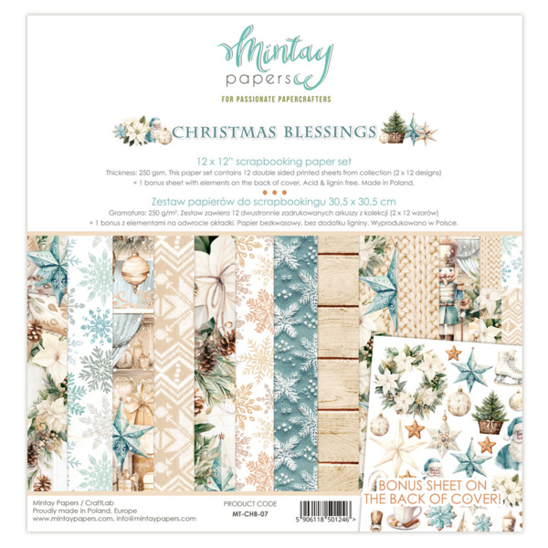 Mintay papers 12 X 12 PAPER SET - CHRISTMAS BLESSINGS