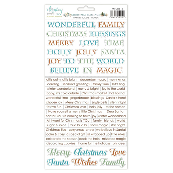 Mintay papers 6 X 12 PAPER STICKERS - CHRISTMAS BLESSINGS - WORDS